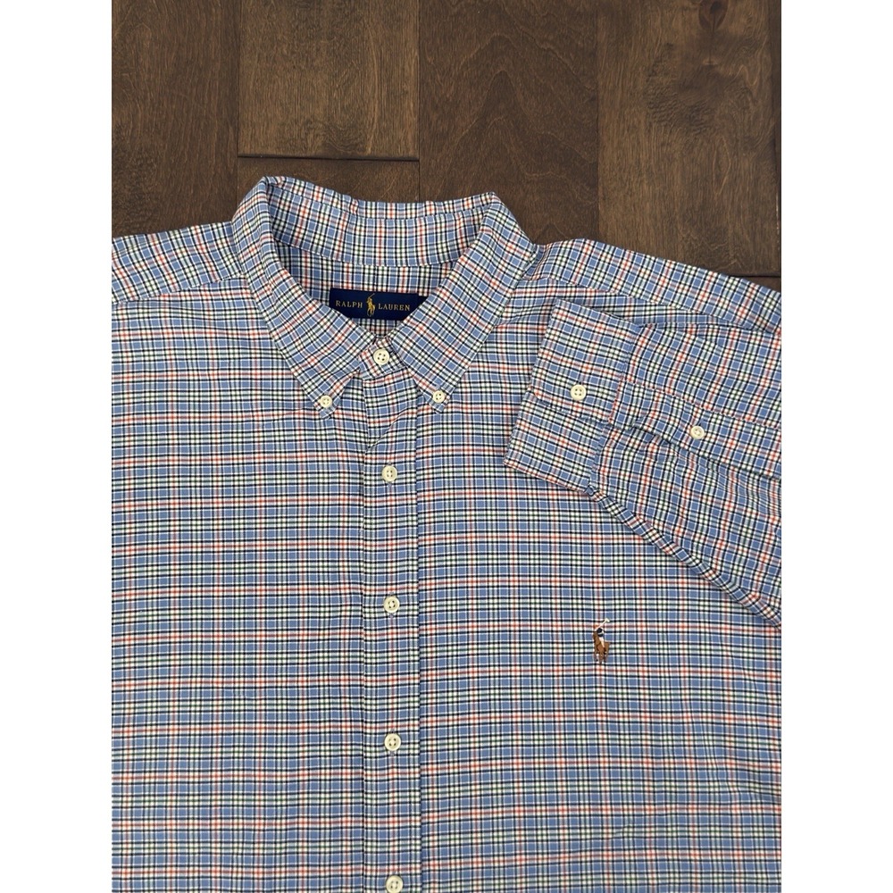 Ralph Lauren Shirt Mens Size 3XB Multicolor Plaid Button Down Oxford Flesh Pony